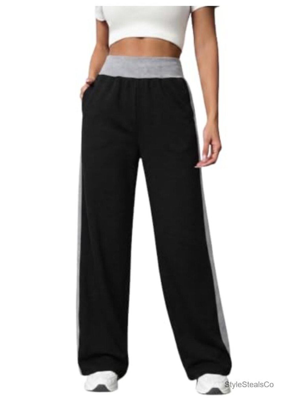 High Waisted Wide Leg Sweatpants with Pockets, Baggy Track Pants